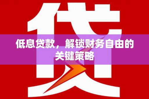 大宁低息贷款，解锁财务自由的关键策略