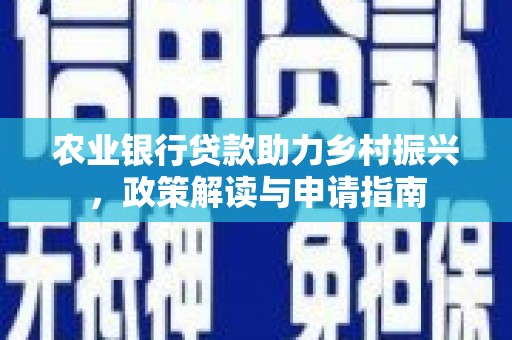 大宁农业银行贷款助力乡村振兴，政策解读与申请指南