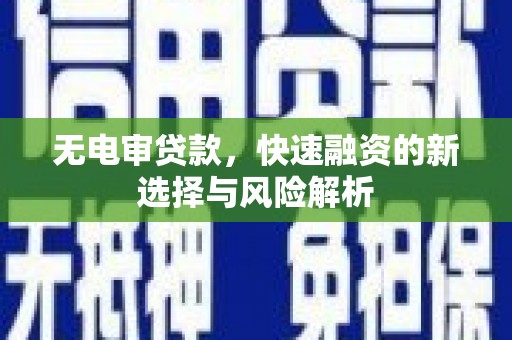 大宁无电审贷款，快速融资的新选择与风险解析