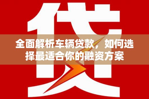 大宁全面解析车辆贷款，如何选择最适合你的融资方案